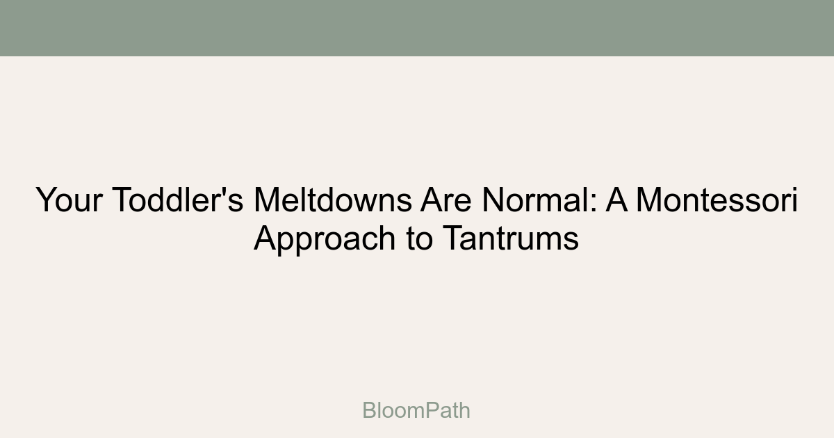 Your Toddler's Meltdowns Are Normal: A Montessori Approach to Tantrums